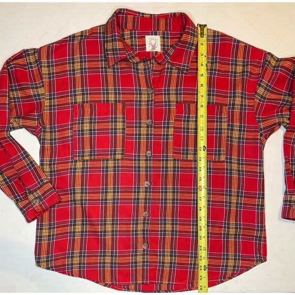 Fantastic Fawn Red Plaid Button Down Shirt Women’s Sm Soft Flannel Double Pocket - Picture 6 of 11